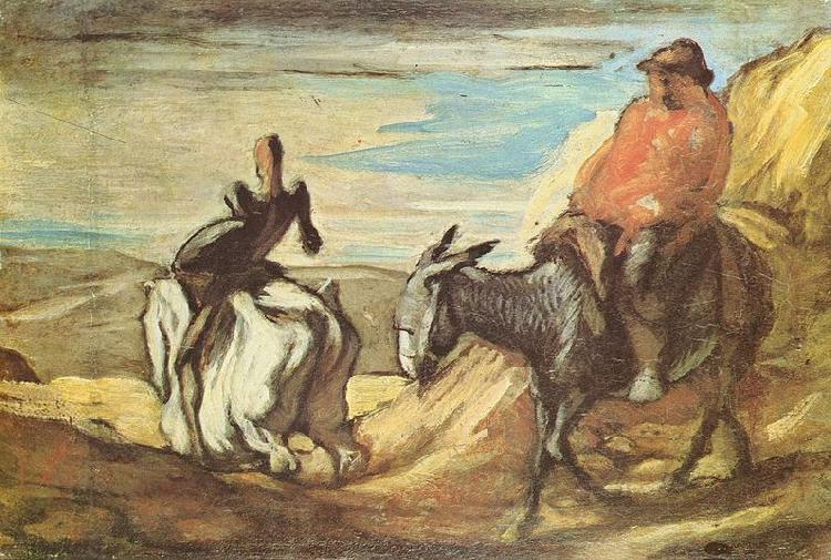 Honore Daumier Sancho Pansa und Don Quichotte im Gebirge China oil painting art
